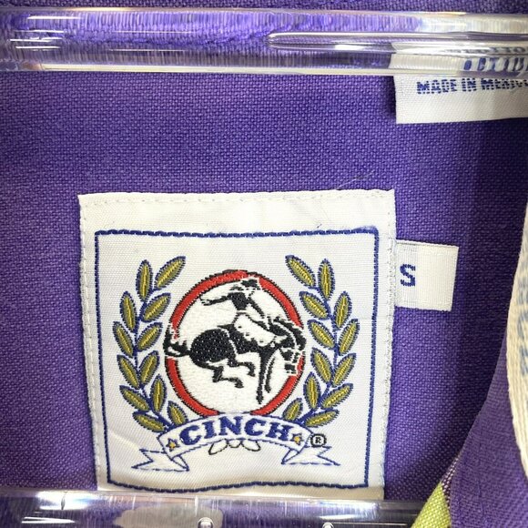 Cinch Shirt Mens Size Small Long Sleeve Button Down Plaid Purple Orange Western - Picture 2 of 4